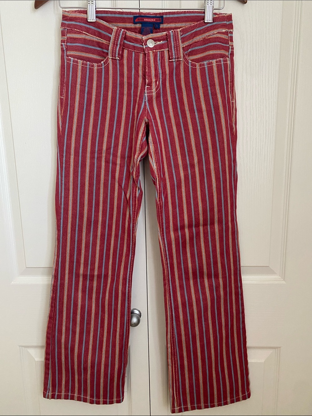 Vintage striped red blue yellow and white BCBG Maxazria Jeans pants